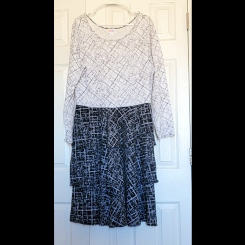 LulaRoe 2XL Georgia Dress - Black & White Texture